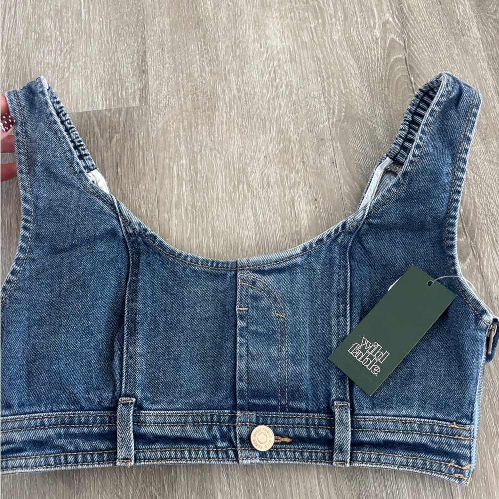 Wild Fable Women’s Scoop Neck Reworked Denim Tiny Vest XS